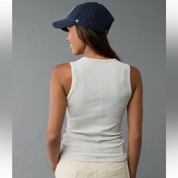 AE Light Heather Gray Plush High Neck Tank Top - Picture 6 of 11